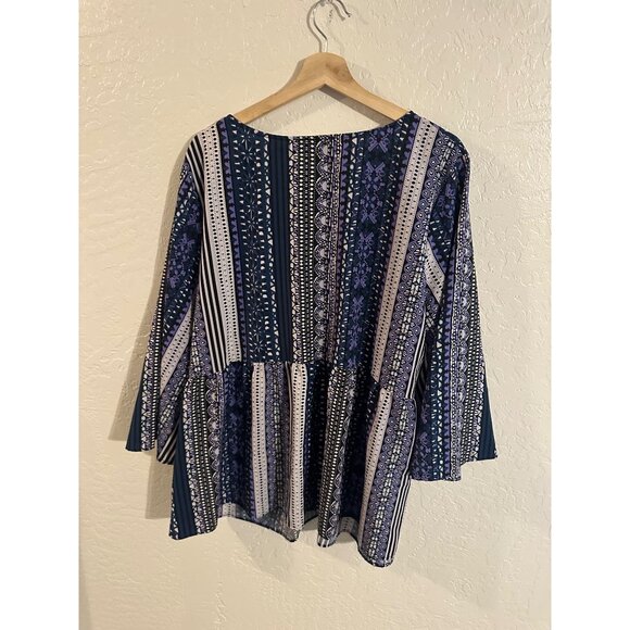 Weekend by Suzanne Betro Plus Size Paisley Boho Blouse - Picture 11 of 11